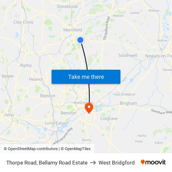 Thorpe Road, Bellamy Road Estate to West Bridgford map