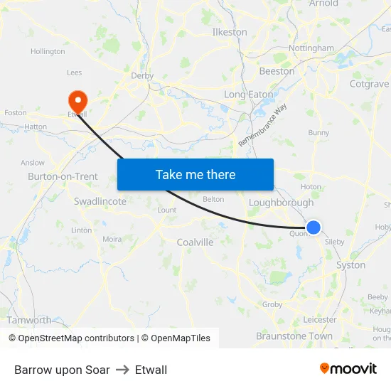 Barrow upon Soar to Etwall map