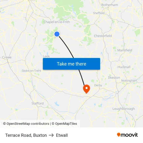 Terrace Road, Buxton to Etwall map
