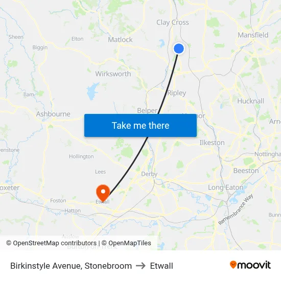 Birkinstyle Avenue, Stonebroom to Etwall map