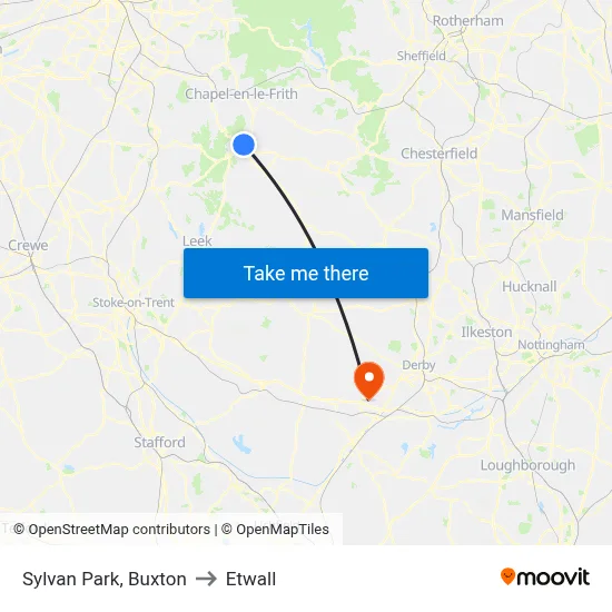 Sylvan Park, Buxton to Etwall map