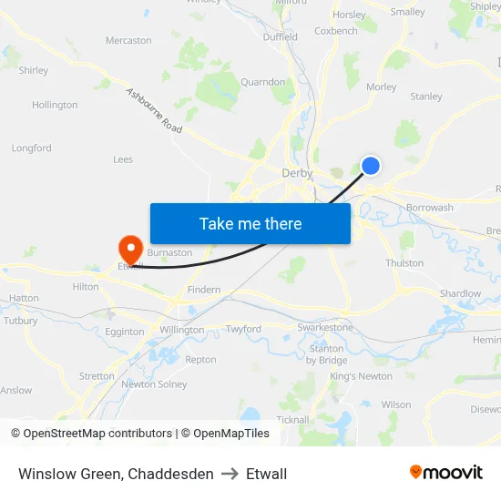 Winslow Green, Chaddesden to Etwall map