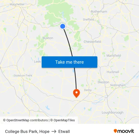 College Bus Park, Hope to Etwall map