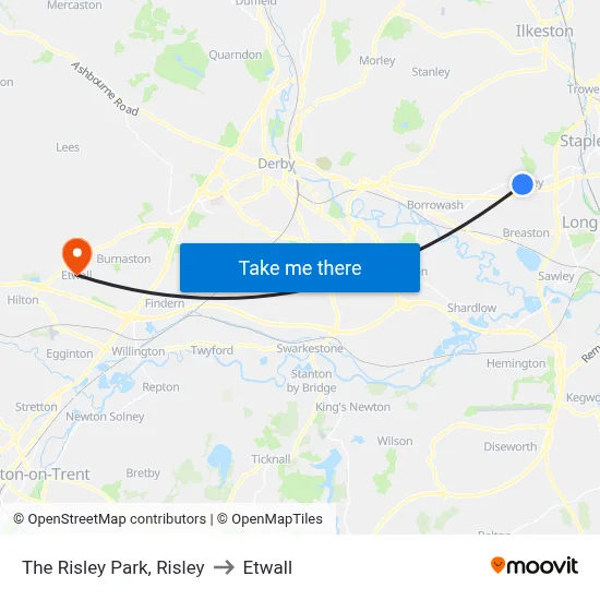 The Risley Park, Risley to Etwall map