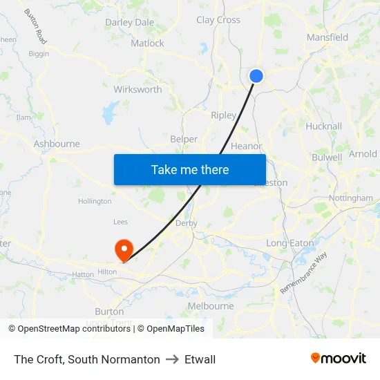 The Croft, South Normanton to Etwall map