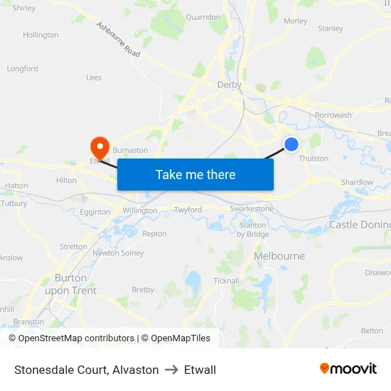 Stonesdale Court, Alvaston to Etwall map