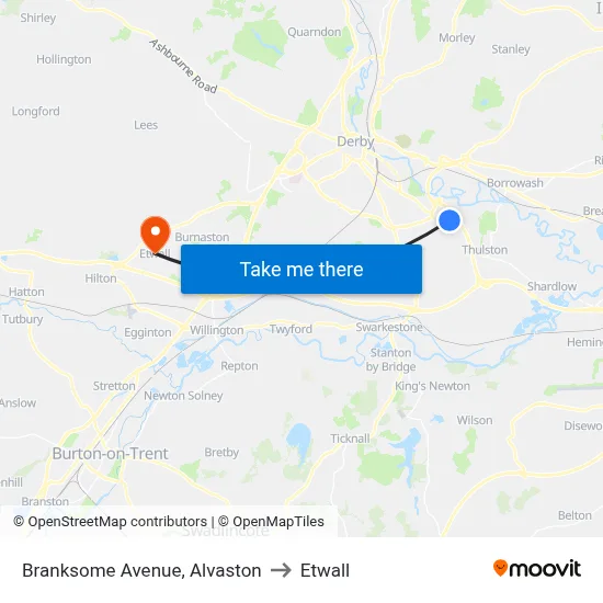 Branksome Avenue, Alvaston to Etwall map