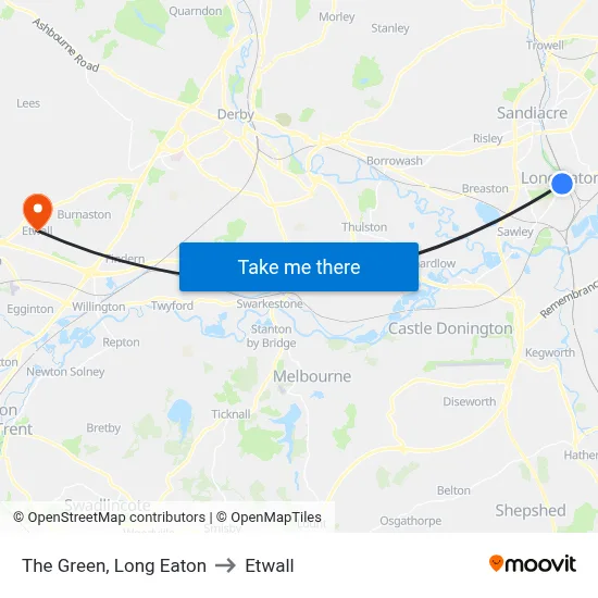 The Green, Long Eaton to Etwall map