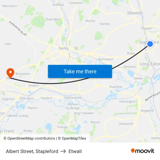 Albert Street, Stapleford to Etwall map
