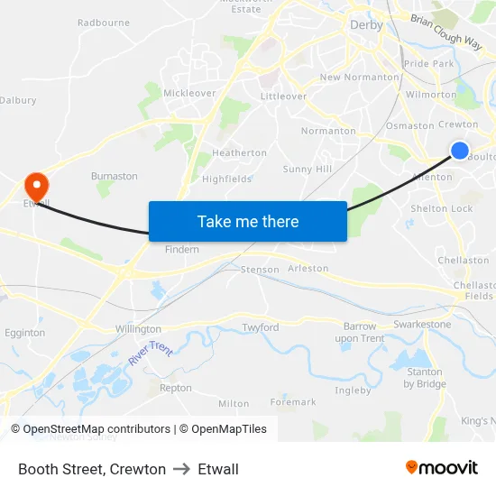 Booth Street, Crewton to Etwall map