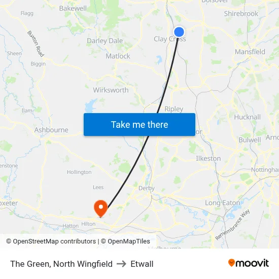 The Green, North Wingfield to Etwall map