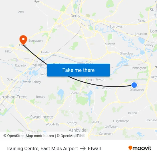 Training Centre, East Mids Airport to Etwall map