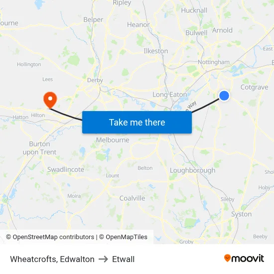 Wheatcrofts, Edwalton to Etwall map