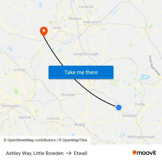 Ashley Way, Little Bowden to Etwall map