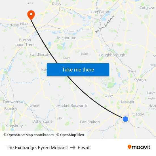 The Exchange, Eyres Monsell to Etwall map