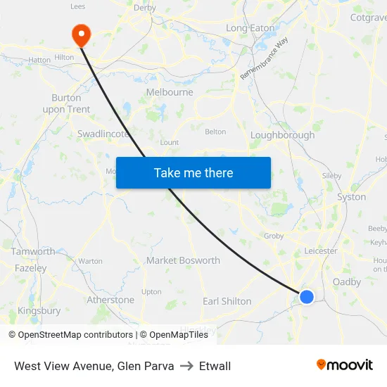 West View Avenue, Glen Parva to Etwall map