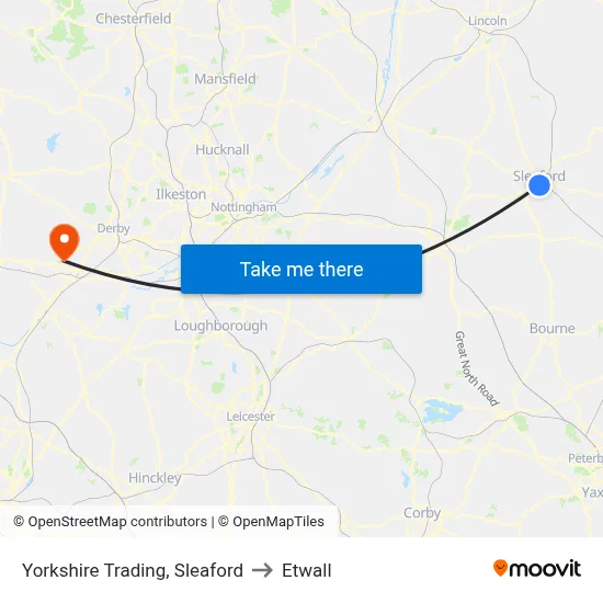 Yorkshire Trading, Sleaford to Etwall map