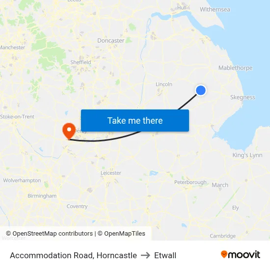 Accommodation Road, Horncastle to Etwall map