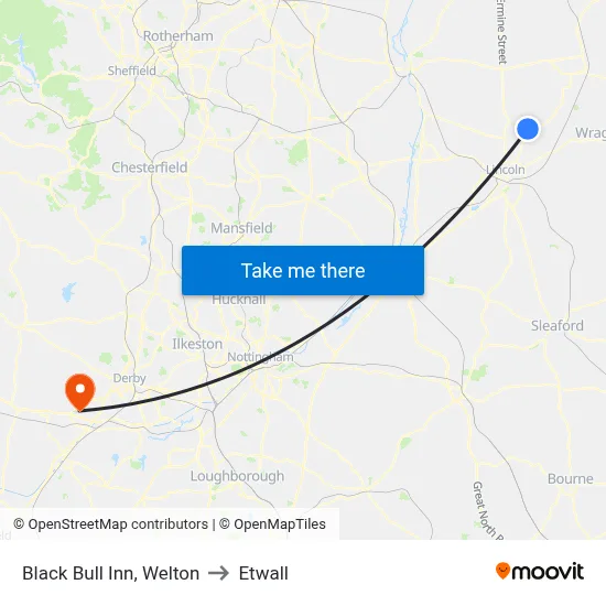 Black Bull Inn, Welton to Etwall map