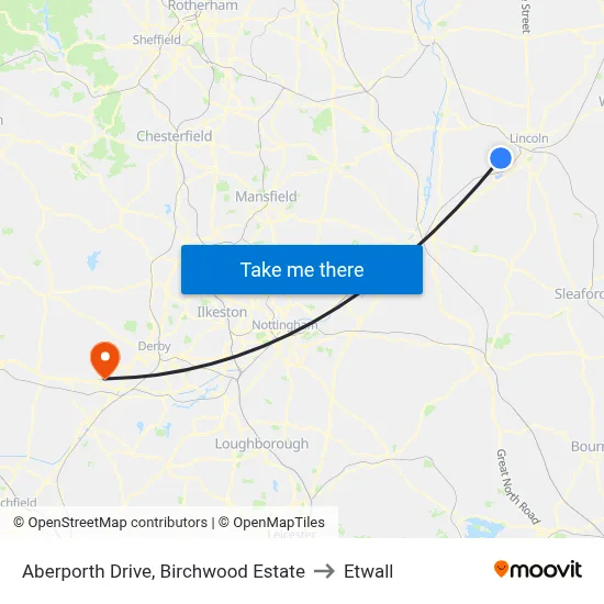 Aberporth Drive, Birchwood Estate to Etwall map