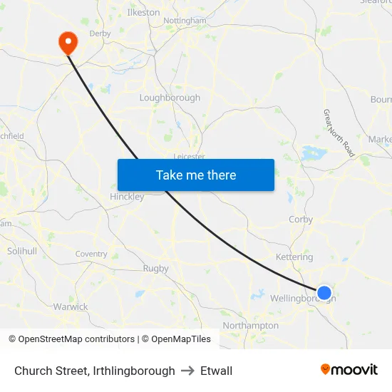 Church Street, Irthlingborough to Etwall map