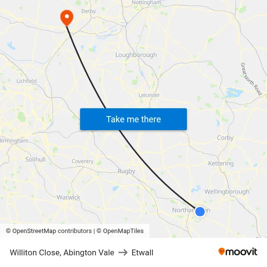 Williton Close, Abington Vale to Etwall map