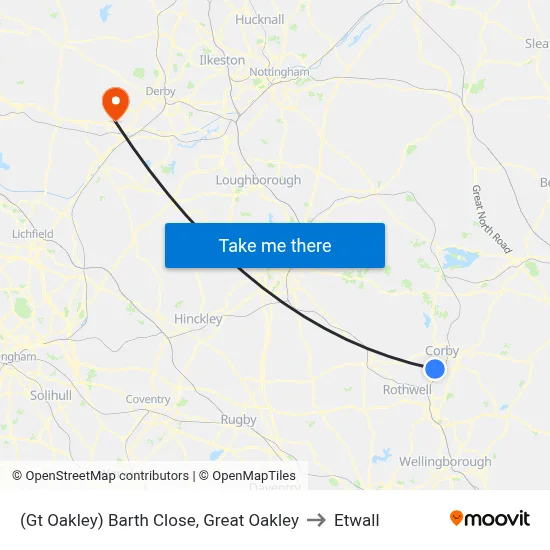 (Gt Oakley) Barth Close, Great Oakley to Etwall map