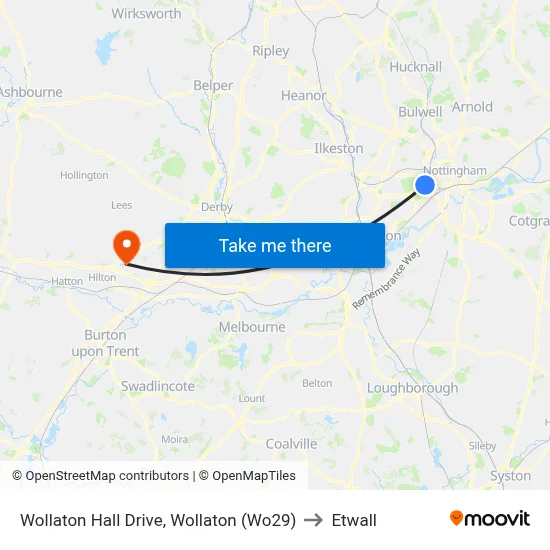 Wollaton Hall Drive, Wollaton (Wo29) to Etwall map