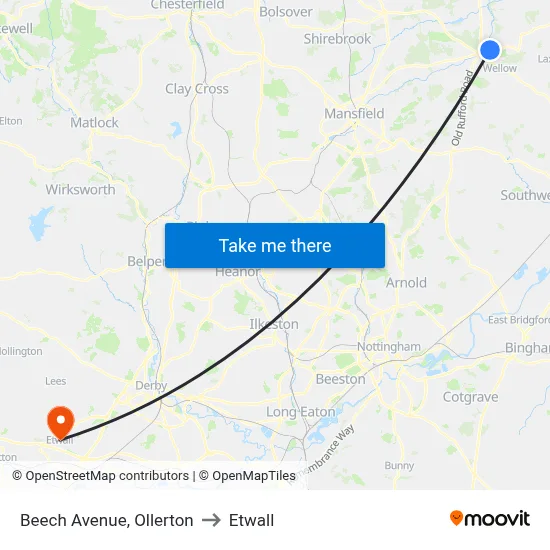 Beech Avenue, Ollerton to Etwall map