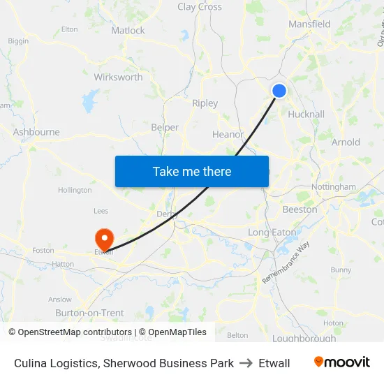 Culina Logistics, Sherwood Business Park to Etwall map