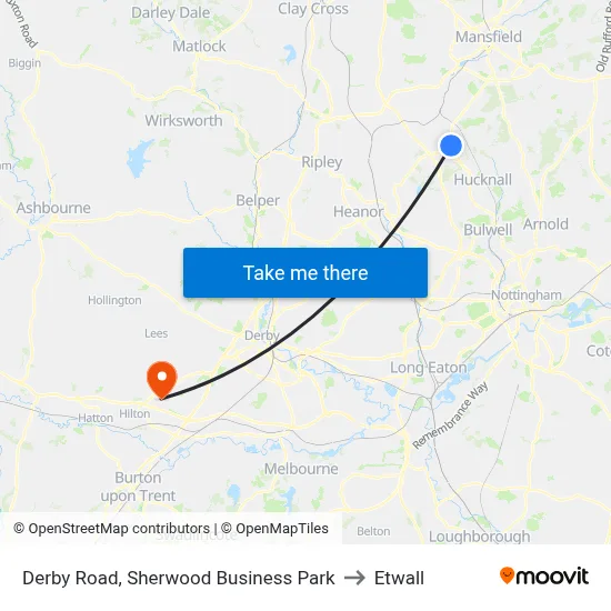 Derby Road, Sherwood Business Park to Etwall map