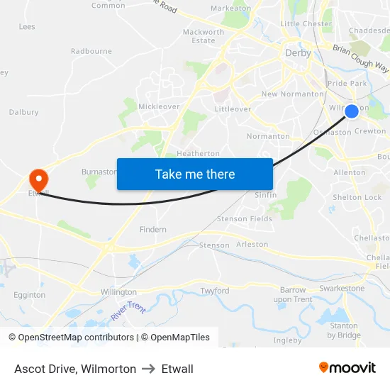 Ascot Drive, Wilmorton to Etwall map