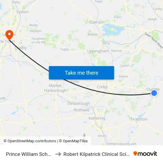 Prince William School, Oundle to Robert Kilpatrick Clinical Sciences Building map