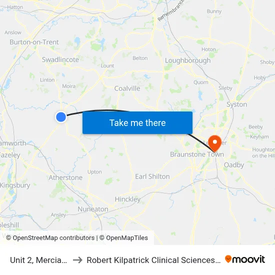 Unit 2, Mercia Park to Robert Kilpatrick Clinical Sciences Building map