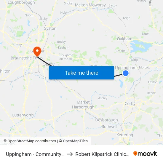 Uppingham - Community College, Uppingham to Robert Kilpatrick Clinical Sciences Building map