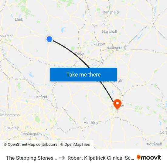 The Stepping Stones, Ashbourne to Robert Kilpatrick Clinical Sciences Building map