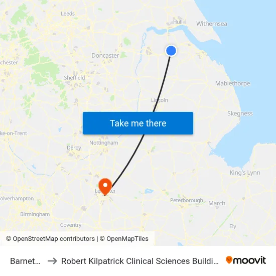 Barnetby to Robert Kilpatrick Clinical Sciences Building map