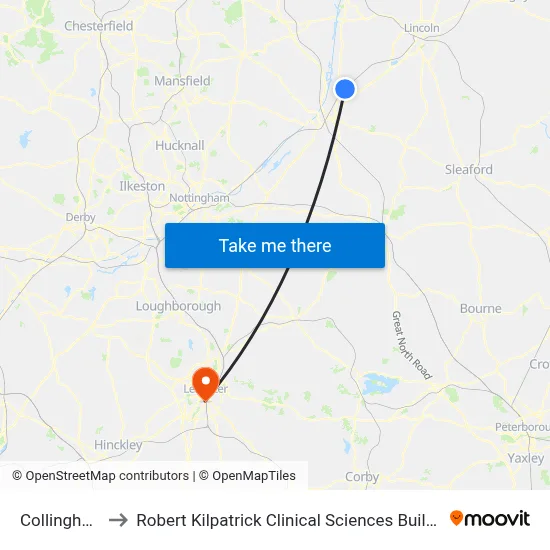 Collingham to Robert Kilpatrick Clinical Sciences Building map