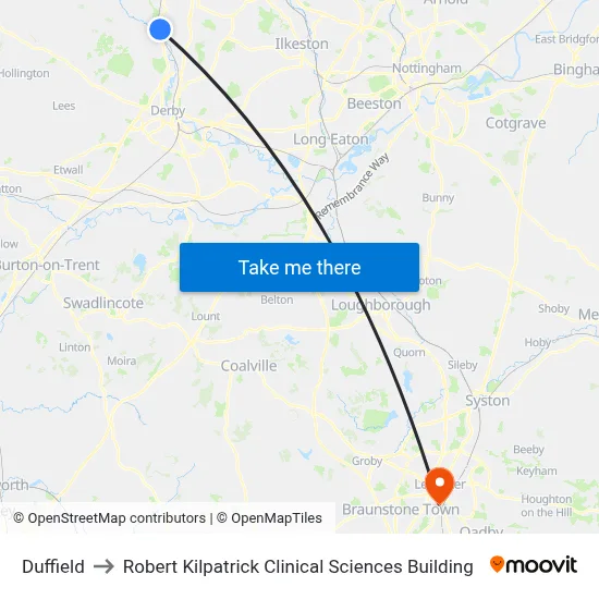 Duffield to Robert Kilpatrick Clinical Sciences Building map