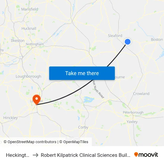 Heckington to Robert Kilpatrick Clinical Sciences Building map