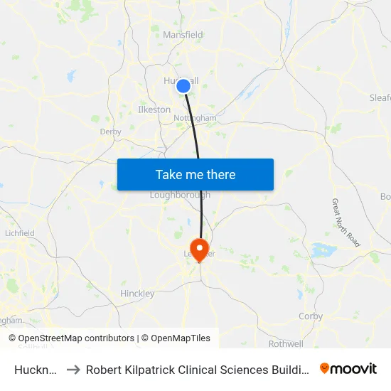 Hucknall to Robert Kilpatrick Clinical Sciences Building map