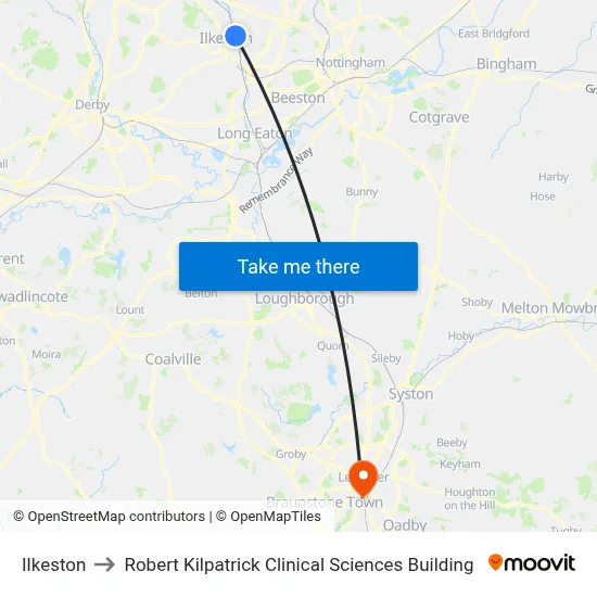 Ilkeston to Robert Kilpatrick Clinical Sciences Building map