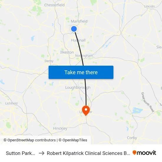 Sutton Parkway to Robert Kilpatrick Clinical Sciences Building map