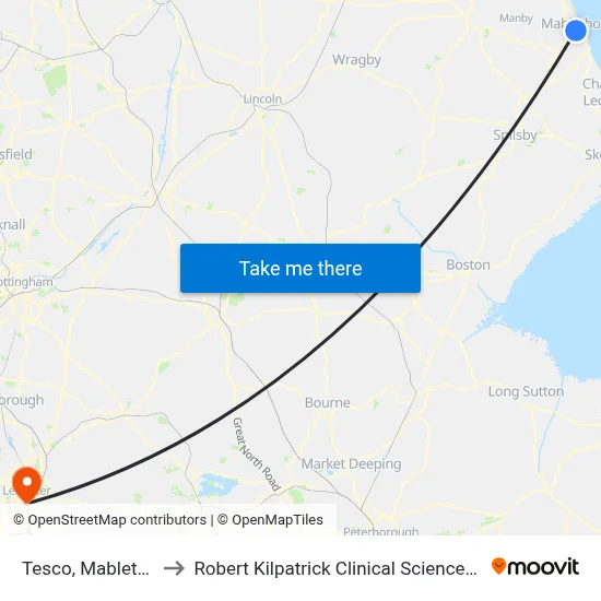 Tesco, Mablethorpe to Robert Kilpatrick Clinical Sciences Building map