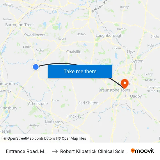 Entrance Road, Mercia Park to Robert Kilpatrick Clinical Sciences Building map