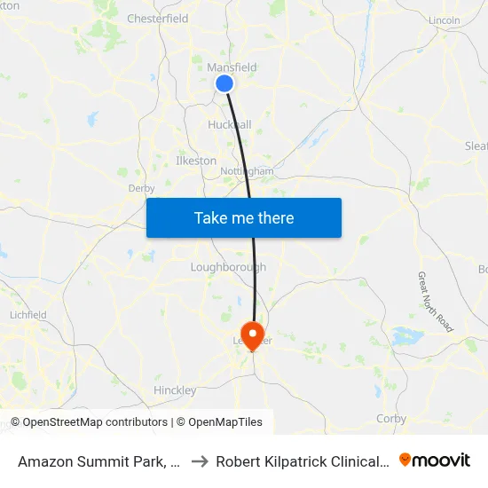 Amazon Summit Park, Sutton In Ashfield to Robert Kilpatrick Clinical Sciences Building map
