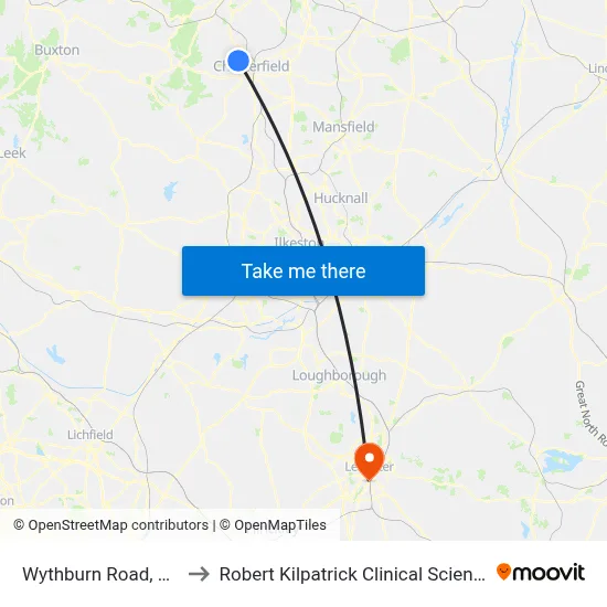 Wythburn Road, Newbold to Robert Kilpatrick Clinical Sciences Building map