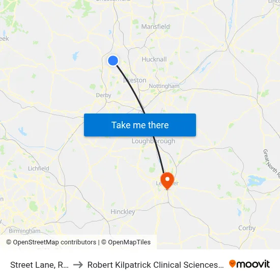 Street Lane, Ripley to Robert Kilpatrick Clinical Sciences Building map