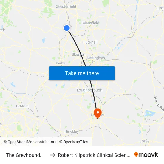 The Greyhound, Higham to Robert Kilpatrick Clinical Sciences Building map