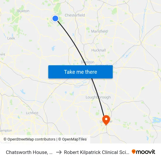 Chatsworth House, Chatsworth to Robert Kilpatrick Clinical Sciences Building map